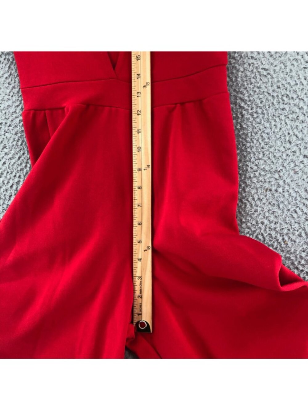 Nasty Gal Jumpsuit Womens 2 Red Plunging V Neck Wide Leg High Rise Stretch NWT - Picture 10 of 13
